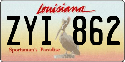 LA license plate ZYI862