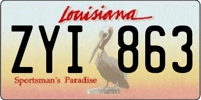 LA license plate ZYI863
