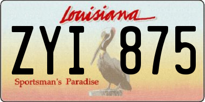LA license plate ZYI875