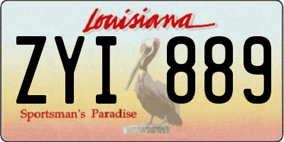 LA license plate ZYI889