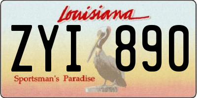 LA license plate ZYI890