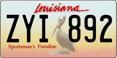 LA license plate ZYI892