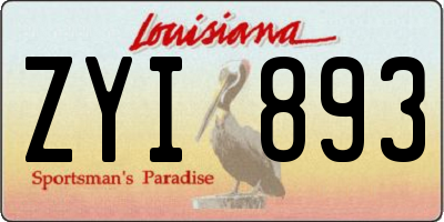 LA license plate ZYI893