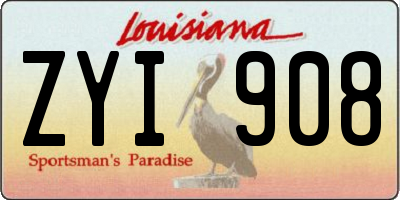 LA license plate ZYI908