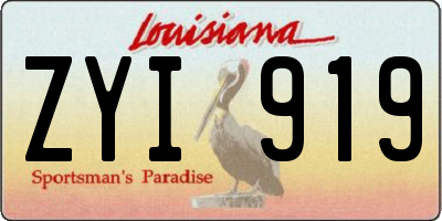 LA license plate ZYI919