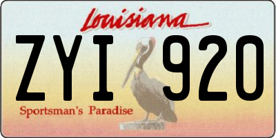 LA license plate ZYI920