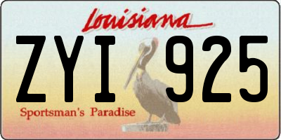 LA license plate ZYI925