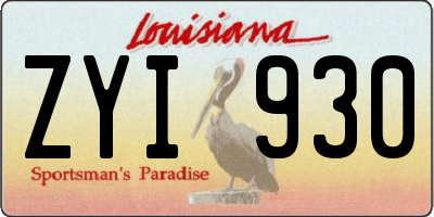 LA license plate ZYI930