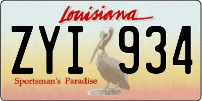 LA license plate ZYI934