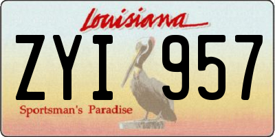 LA license plate ZYI957