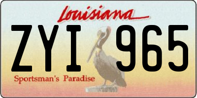 LA license plate ZYI965