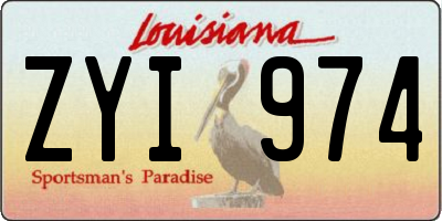 LA license plate ZYI974