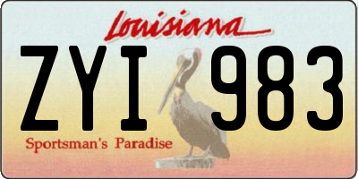 LA license plate ZYI983