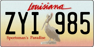 LA license plate ZYI985