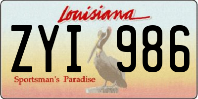 LA license plate ZYI986
