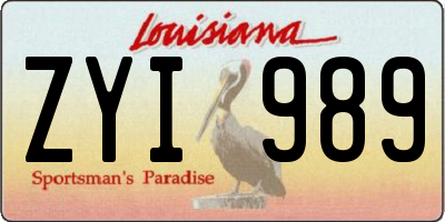 LA license plate ZYI989