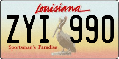 LA license plate ZYI990