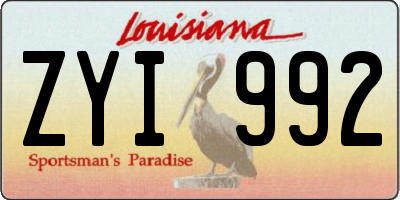 LA license plate ZYI992