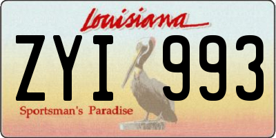 LA license plate ZYI993