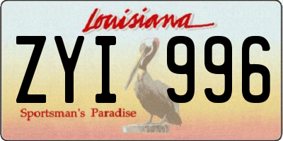 LA license plate ZYI996