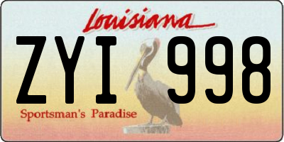 LA license plate ZYI998
