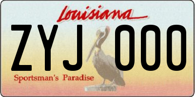 LA license plate ZYJ000