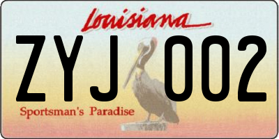 LA license plate ZYJ002