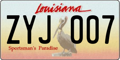 LA license plate ZYJ007