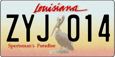 LA license plate ZYJ014