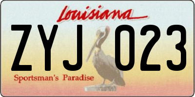LA license plate ZYJ023