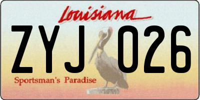 LA license plate ZYJ026