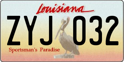 LA license plate ZYJ032