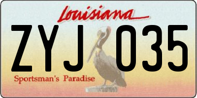 LA license plate ZYJ035