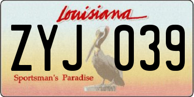 LA license plate ZYJ039