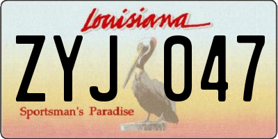 LA license plate ZYJ047