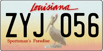 LA license plate ZYJ056