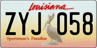 LA license plate ZYJ058