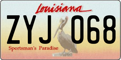 LA license plate ZYJ068