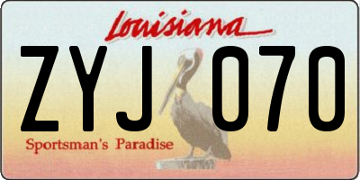 LA license plate ZYJ070