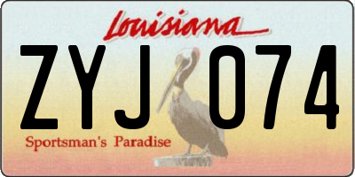 LA license plate ZYJ074