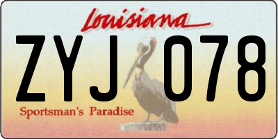 LA license plate ZYJ078