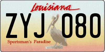 LA license plate ZYJ080