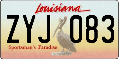 LA license plate ZYJ083