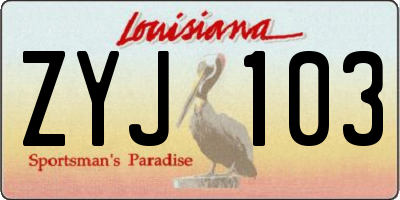 LA license plate ZYJ103