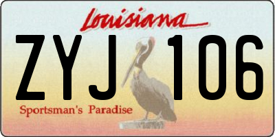 LA license plate ZYJ106