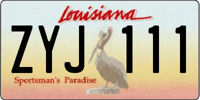 LA license plate ZYJ111