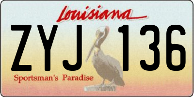 LA license plate ZYJ136