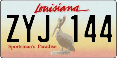 LA license plate ZYJ144