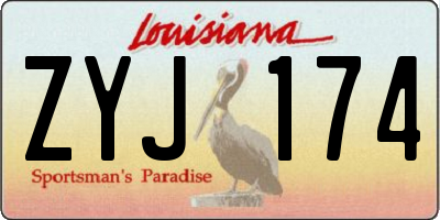 LA license plate ZYJ174