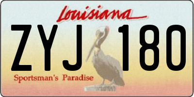 LA license plate ZYJ180